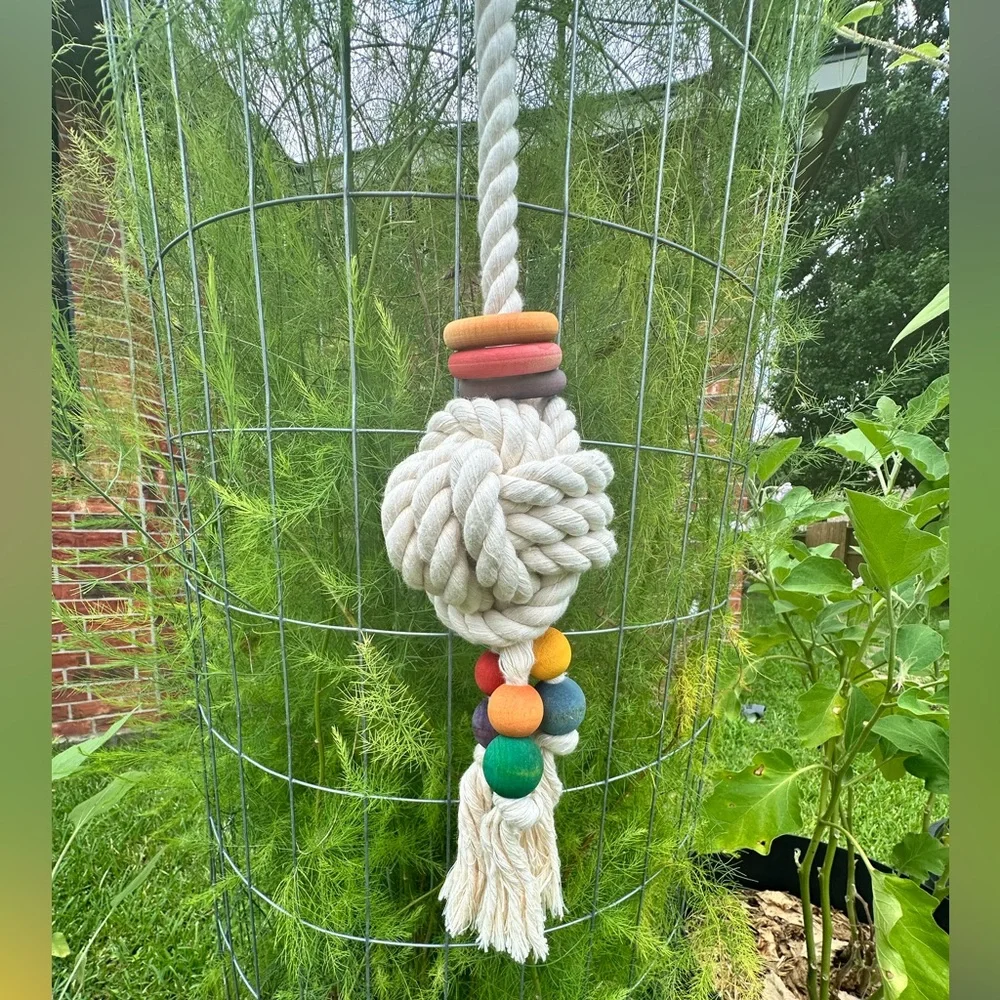 Handmade parrot rope ball toy (large)
